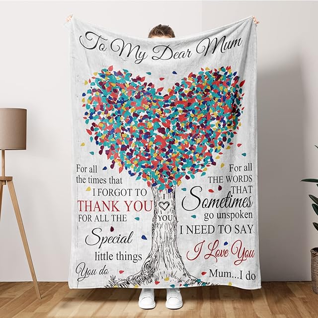 Niyewsor Gifts for Mum From Daughter Son - Mum Birthday Gifts Blanket, Mum Gifts Presents for Mummy on Christmas Mothers Day Thanksgiving Fluffy Blanket 157*132CM