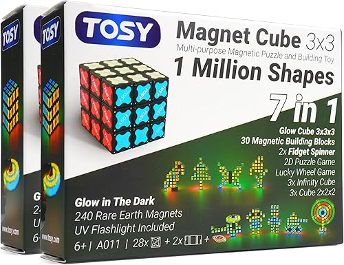 Miniatura 13 de TOSY Cubo Magnético 2x2 - 8 Bloques, Juguetes 2en1: Cubo de Rompecabezas 2x2x2 e Infinity Cubo Personalizable, Luminoso, Regalo para Relleno de Cubo