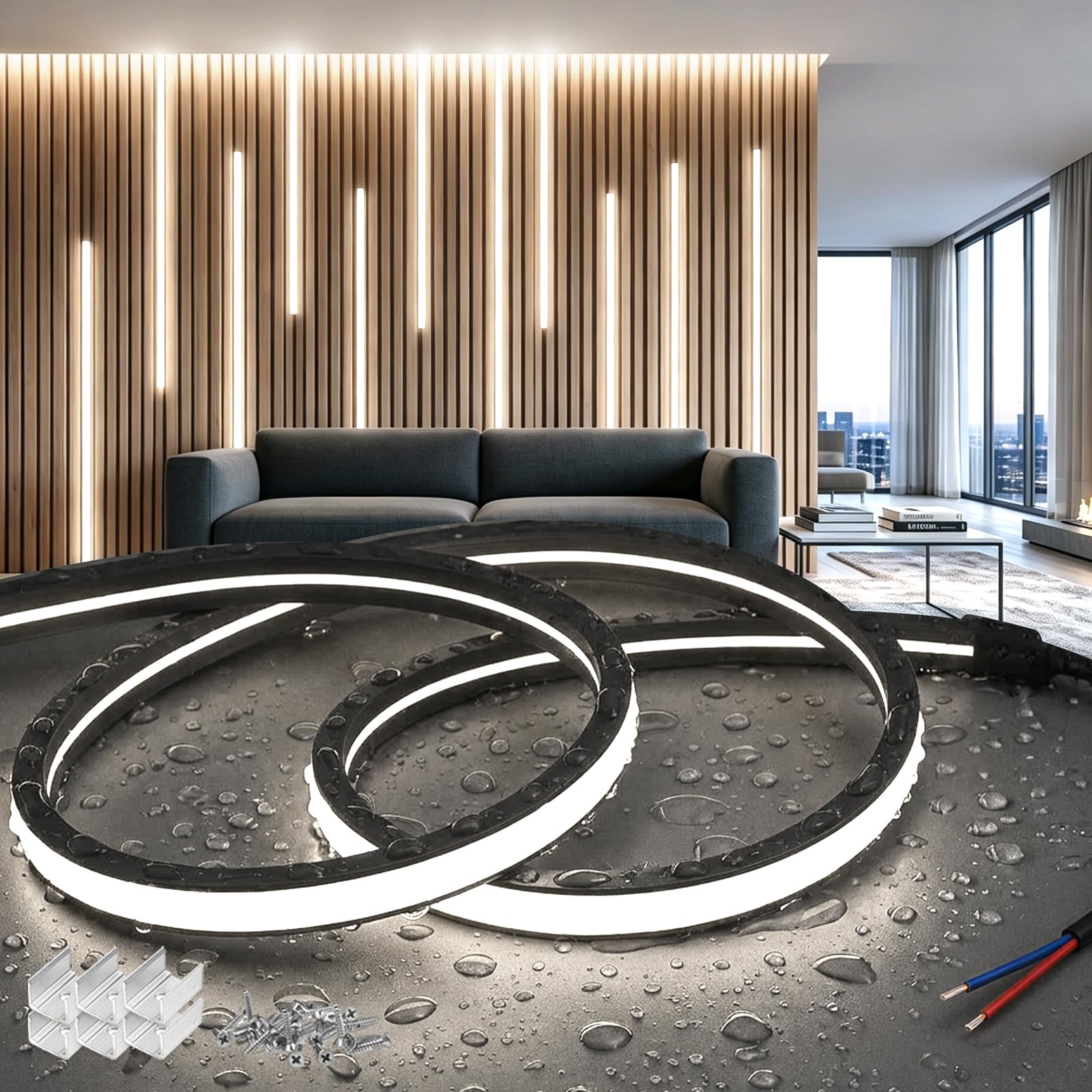 SUCIKORIO 10m Silicone LED Strip Light Black 240V for Acoustic Wall Panels