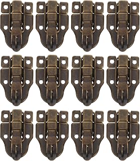 12pcs Vintage Iron Hasp Catch Latch for Treasure Chest Cabinet | Easy Installation, Locking Mechanism with Padlock Hole, Retro Decorative Effect for Craft Projects and Decor