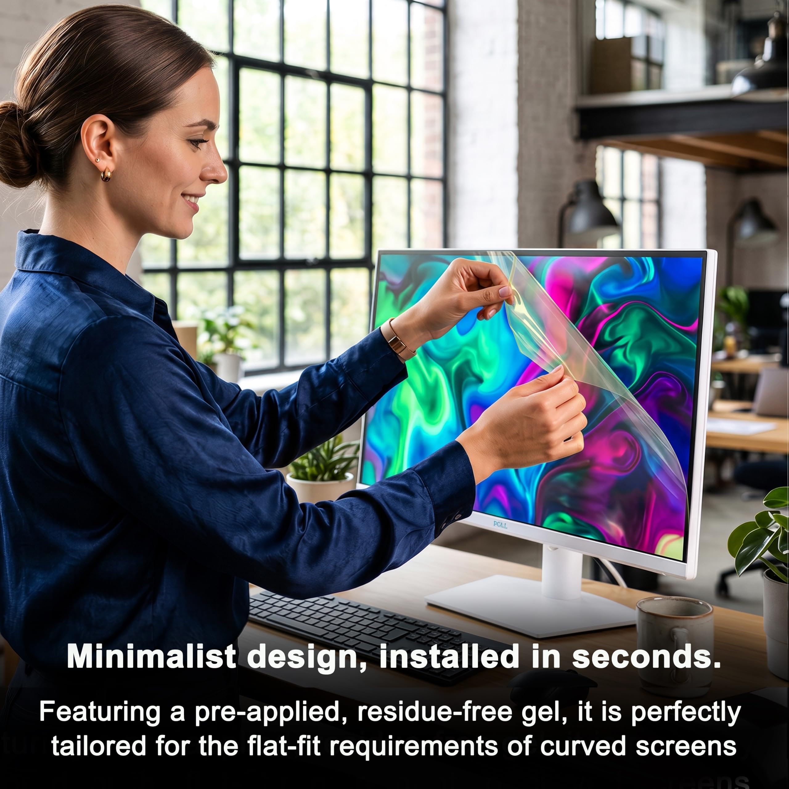 [2-Pack] Pellicola protettiva per monitor da 32 pollici per display 16:9, telaio a nano-aspirazione, filtro luce blu 87%, protezione UV 97%, filtro ottico antiriflesso, 95% trasparenza HD