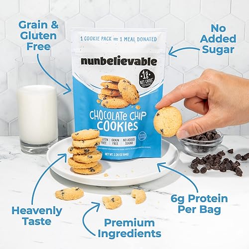 Miniatura 8 de Nunbelievable Galletas Keto con chispas de chocolate deliciosos postres y aperitivos bajos en carbohidratos sin azúcar añadido postres Keto sin