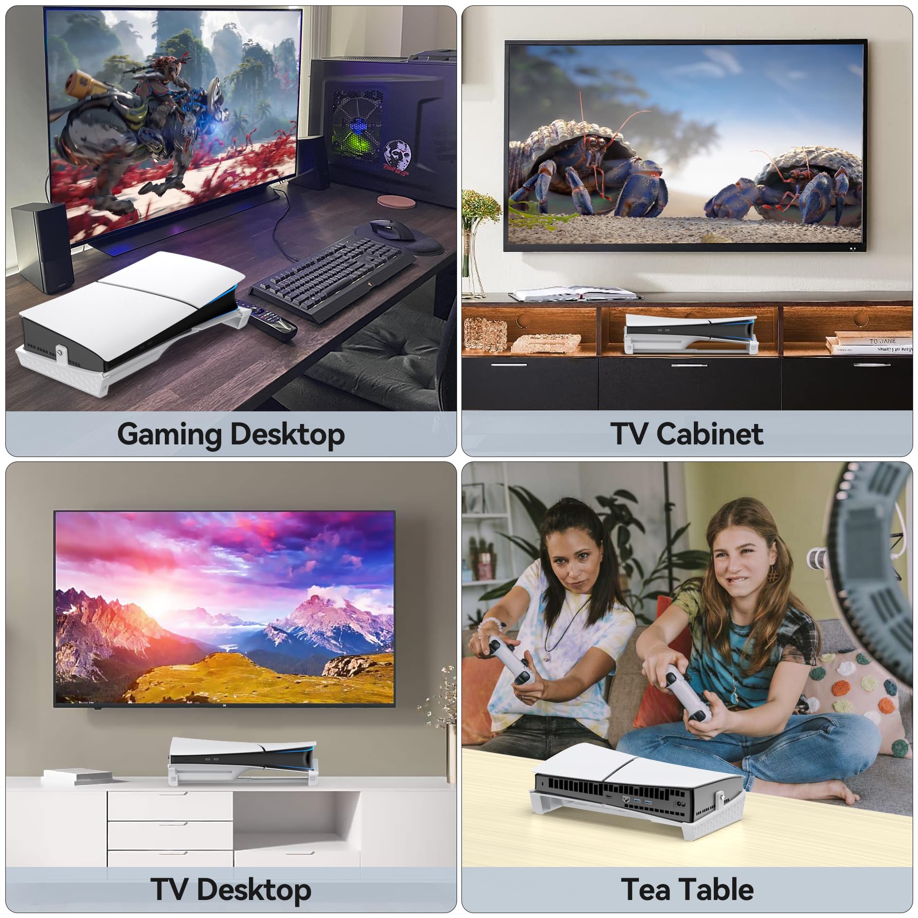 Rysker PS5 Slim Horizontaler Ständer für PS5 Slim Disc & Digital Konsole, PS5 Slim Standfuß Horizontal mit Feststellschraube, Stabile PS5 Slim Zubehör Halterung für PlayStation 5 Slim Konsole