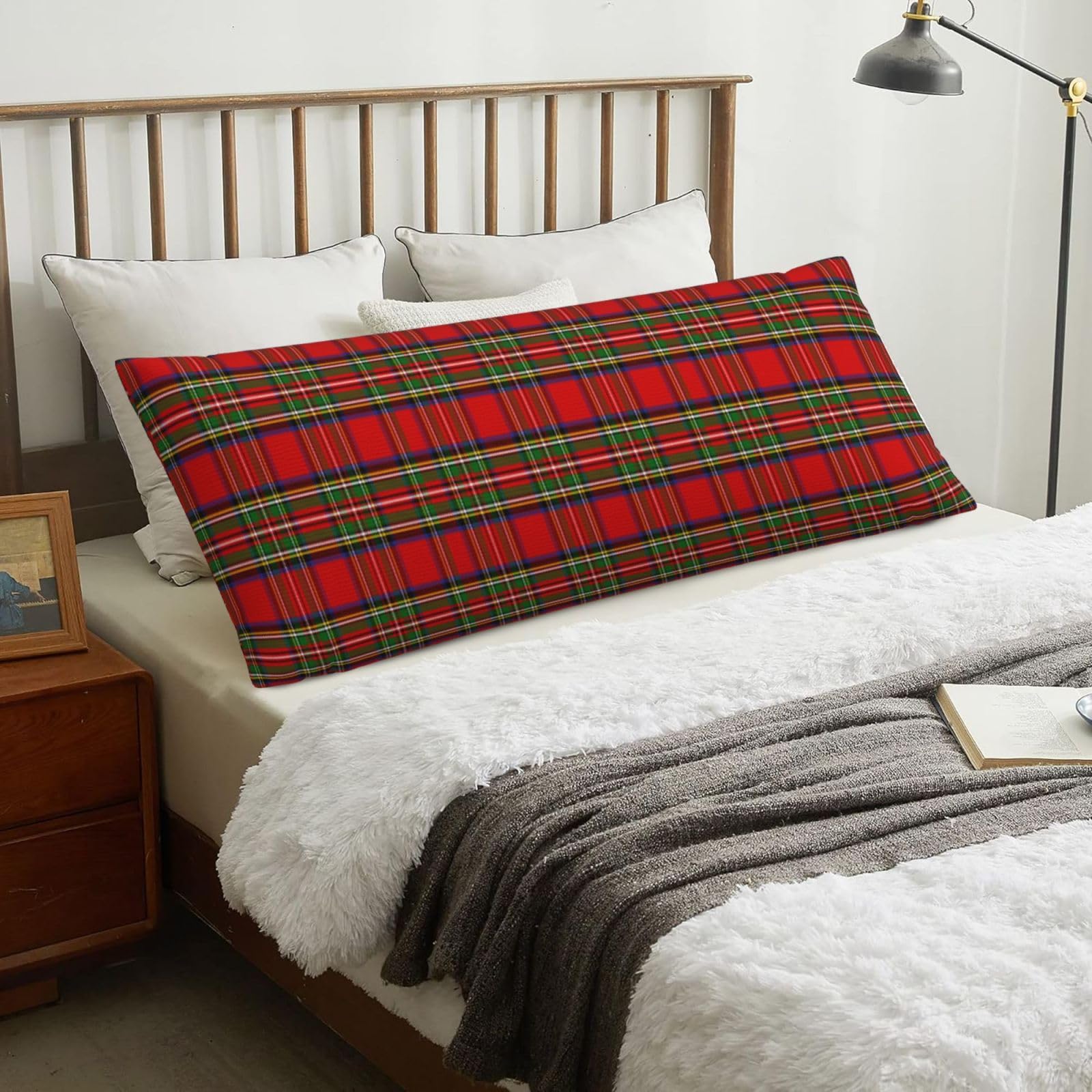Scottish Clan Stewart Tartan Plaid, Body Pillow Cover with Zipper,Long Body Pillowcase 20 x 60 in