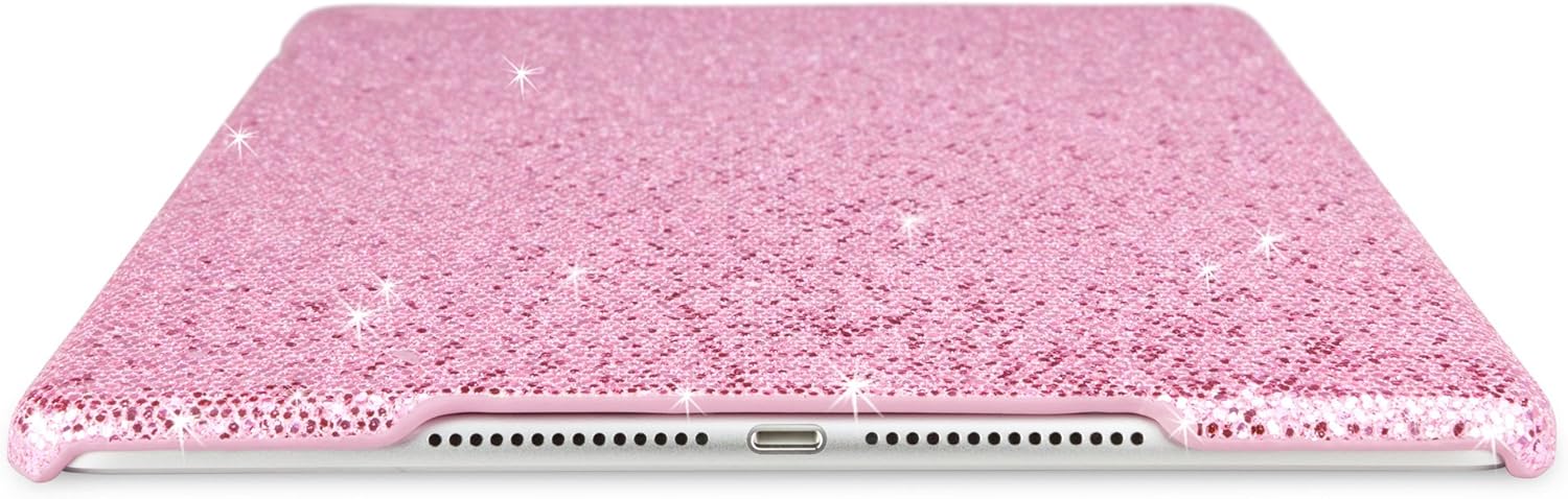 BoxWave Case Compatible with iPad Air (2th Gen 2014) - Glamour & Glitz Case with Bonus Keychain Charger, Slim, Snap-On Glitter Cover - Princess Pink
