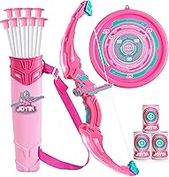 JOYIN Pink LED Light Up Bow & Arrow Set for Girls - 9 Suction Cup Arrows, Target, Case - Safe Archery Toy Kids 3-12 Indoor Outdoor