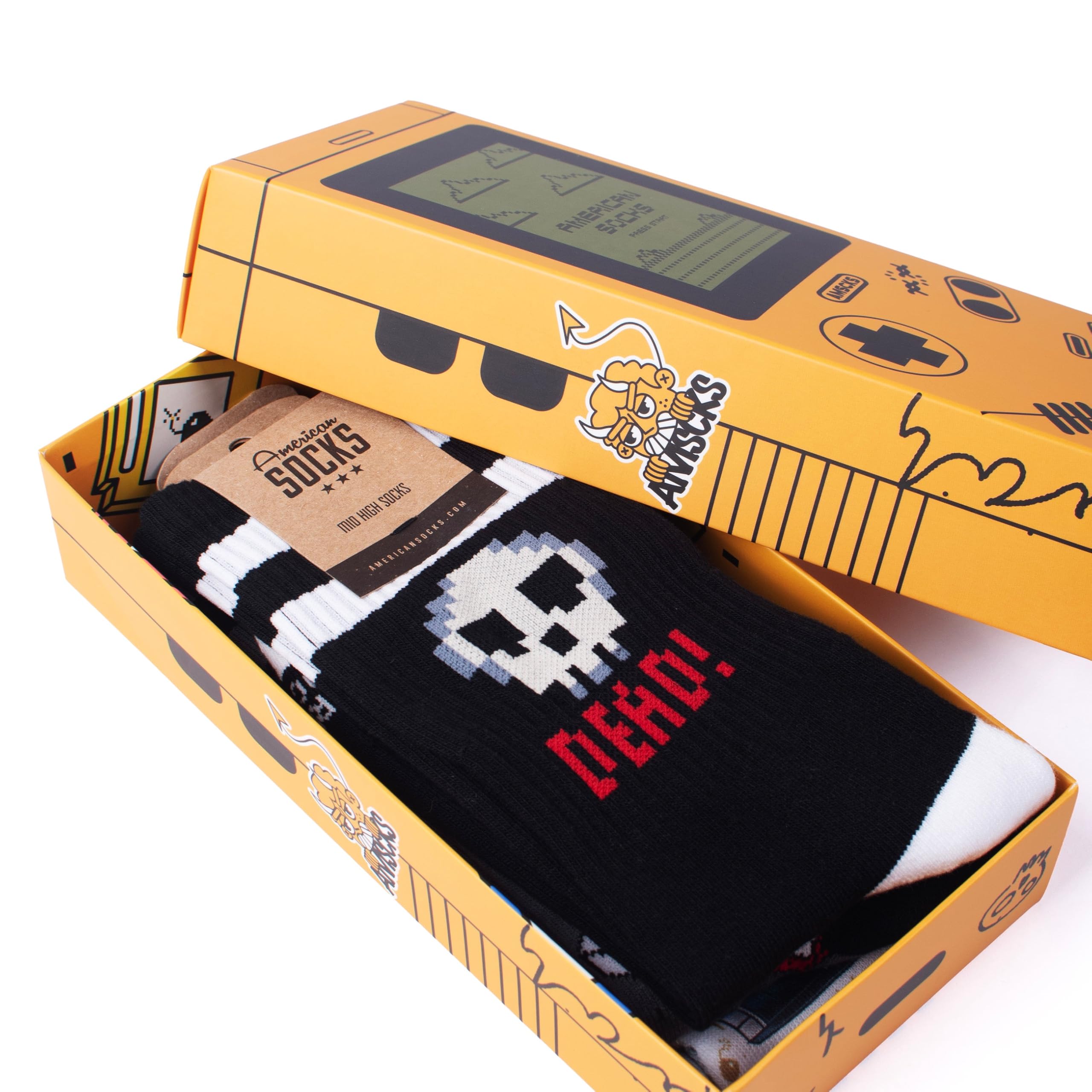American Socks Calzini a mezza gamba | Scatola regalo Gamer Box, stile Old School | Tecnologia Controllo Umidità | Massima freschezza | Edizione limitata