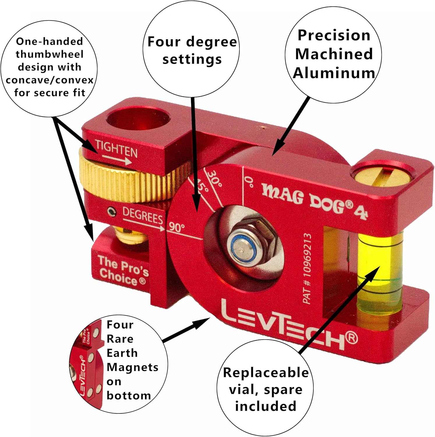 LEVTECH Mag Dog® 4 + Mag Dog® 1 Bundle – Professional Conduit Bending Levels for Electricians | Magnetic Pocket Level + Precision Angle Bending Tool