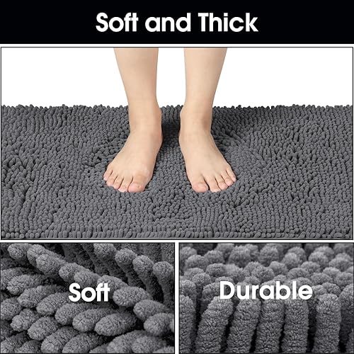 Miniatura 4 de HOMEIDEAS Tapete de felpilla absorbente para puerta de interiores, 18 x 28 pulgadas, lavable a máquina, antideslizante, para entrada, vestíbulo,