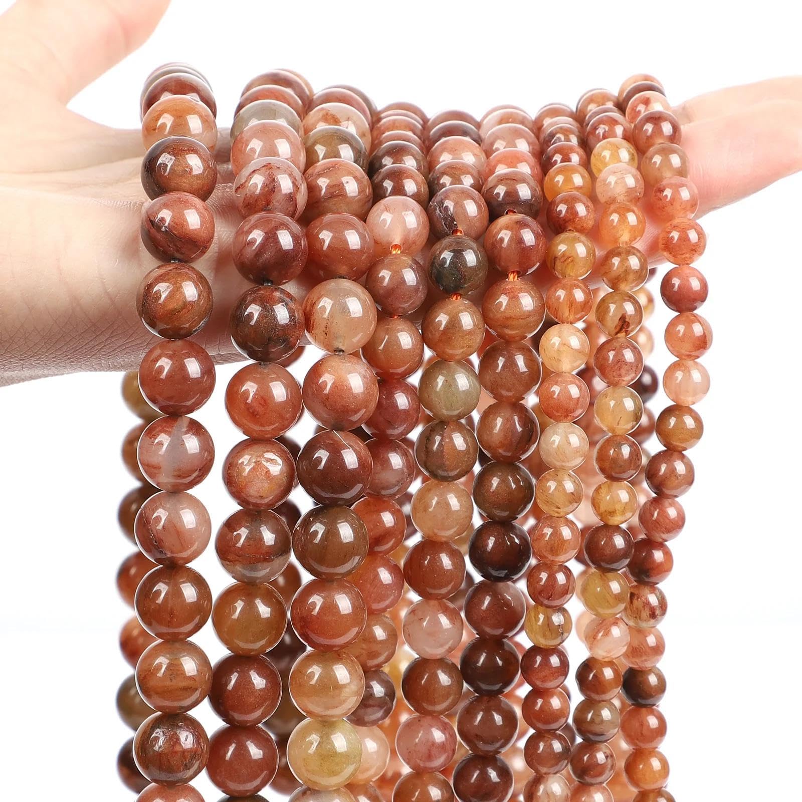 Naturalne Czerwone Koraliki Z Kamienia Tygrysie Oko Różowy Agat Kwarcowy Jade Koraliki Dystansowe Luzem Do Tworzenia Biżuterii DIY Bransoletka Akcesoria Naszyjnikowe,Czerwony Kwarc,8mm - Ok. 45szt