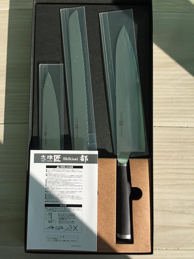 Set Cuchillos Cocina 3 Piezas Acero Aleación Mango Madera miniatura 2