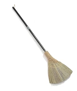BMart Home Natural Whisk Sweeping Hand Handle Broom - Vietnamese Straw Soft Broom for Cleaning Dustpan Indoor-Outdoor, Sofa, Car Hood, Decoration Items (Black)