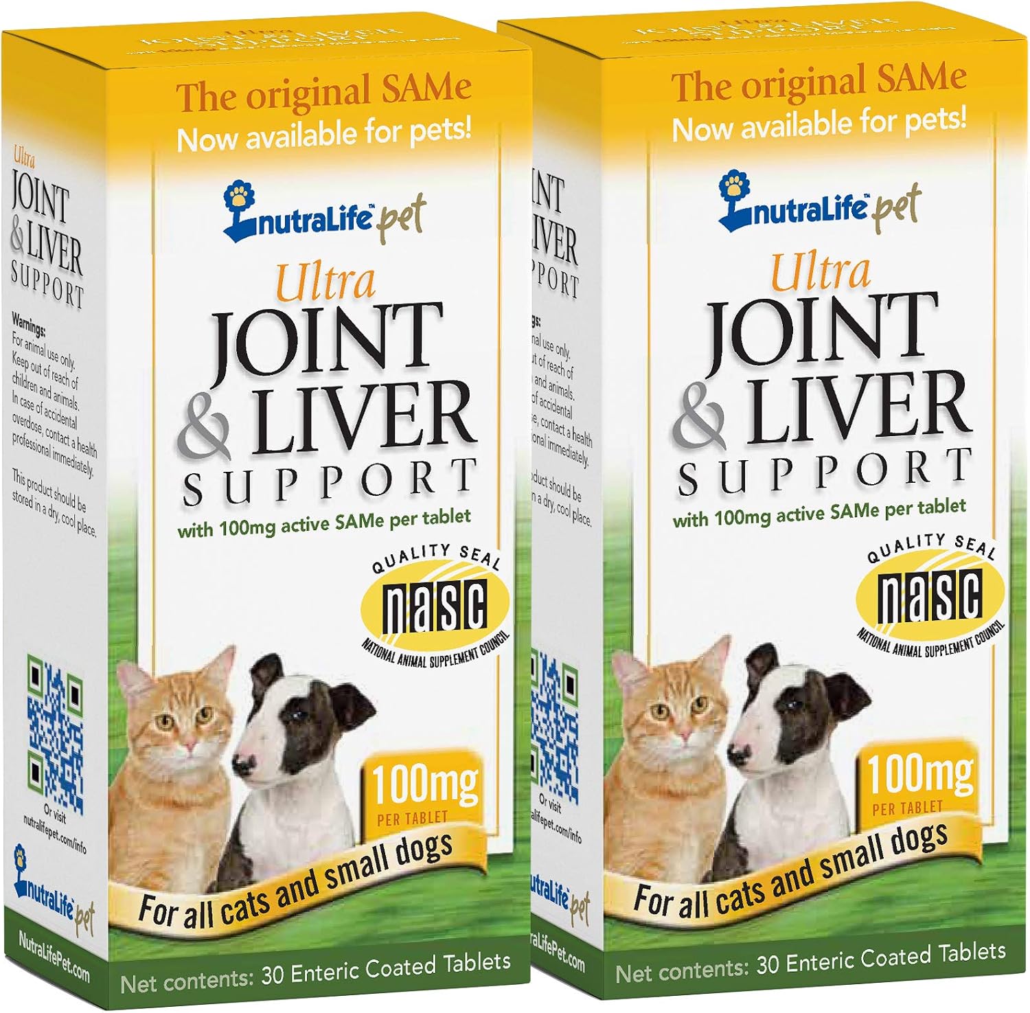 NutralifePet SAM-e (S-adenosylmethionine) 100 Mg - Liver Detox & Joint Support - Double Pack (60 Tablets)