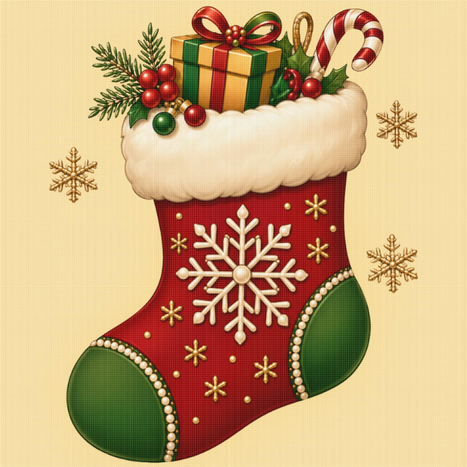 Xmas Stocking 14Ct Christmas Stamped Cross Stitch Kit 30X30cm (Xmas Stocking)