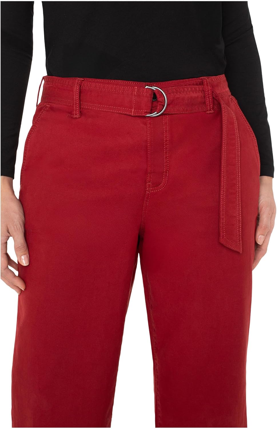 Liverpool Womens Stride Mid-Rise Wide Leg Pants W/Self Belt - Image 4