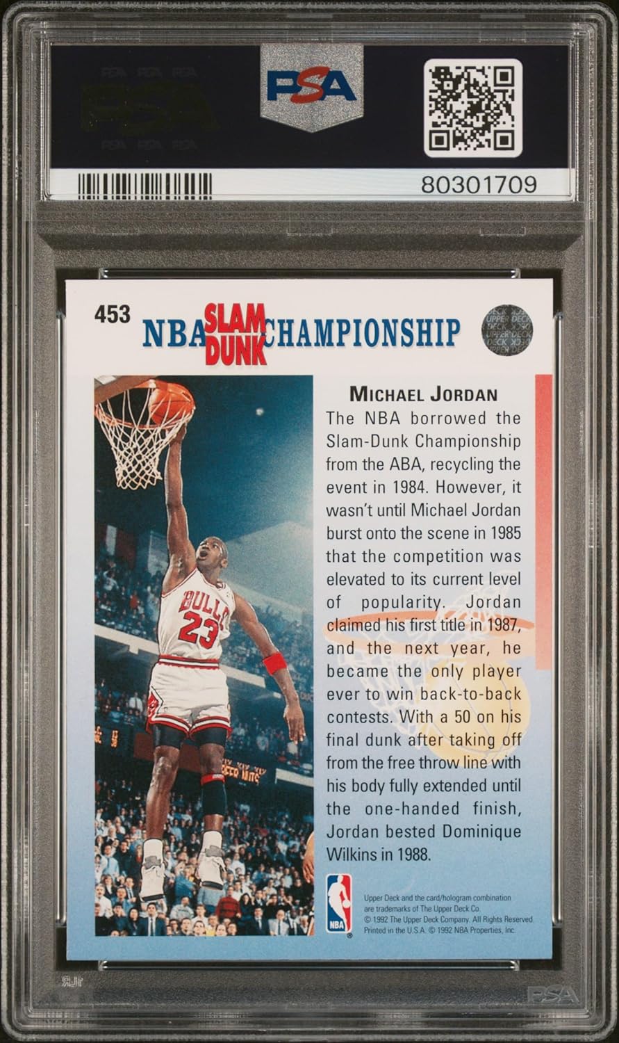 Michael Jordan 1992 Upper Deck Champ 1987 & 1988 Card #453 Graded PSA 8
