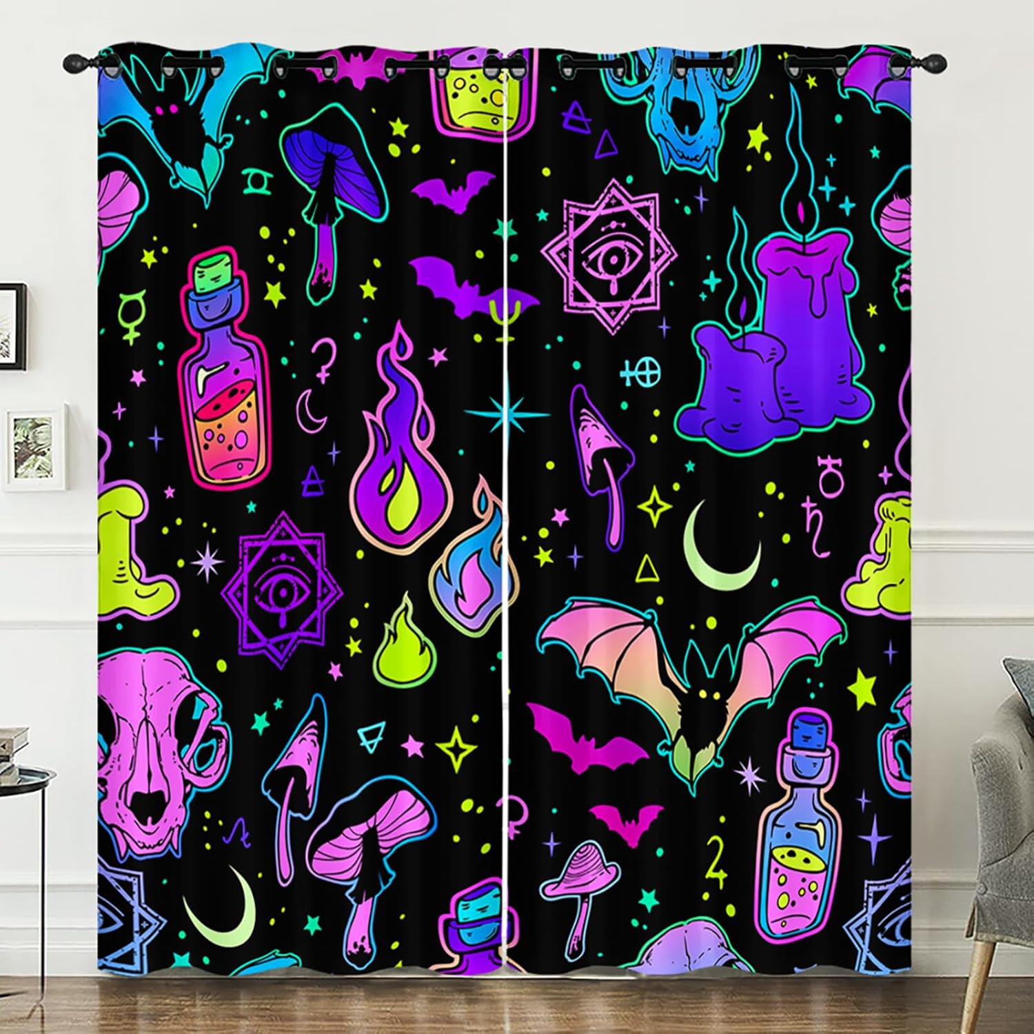 Axolotl Rainbow Butterfly Curtains for Girls Room,Gradient Pink Golden Butterflies Drapes for Kids Women,3D Butterflies Room Decor Glitter Butterflies Curtain 42 Wide 63 Long Inches,2 Panels Set