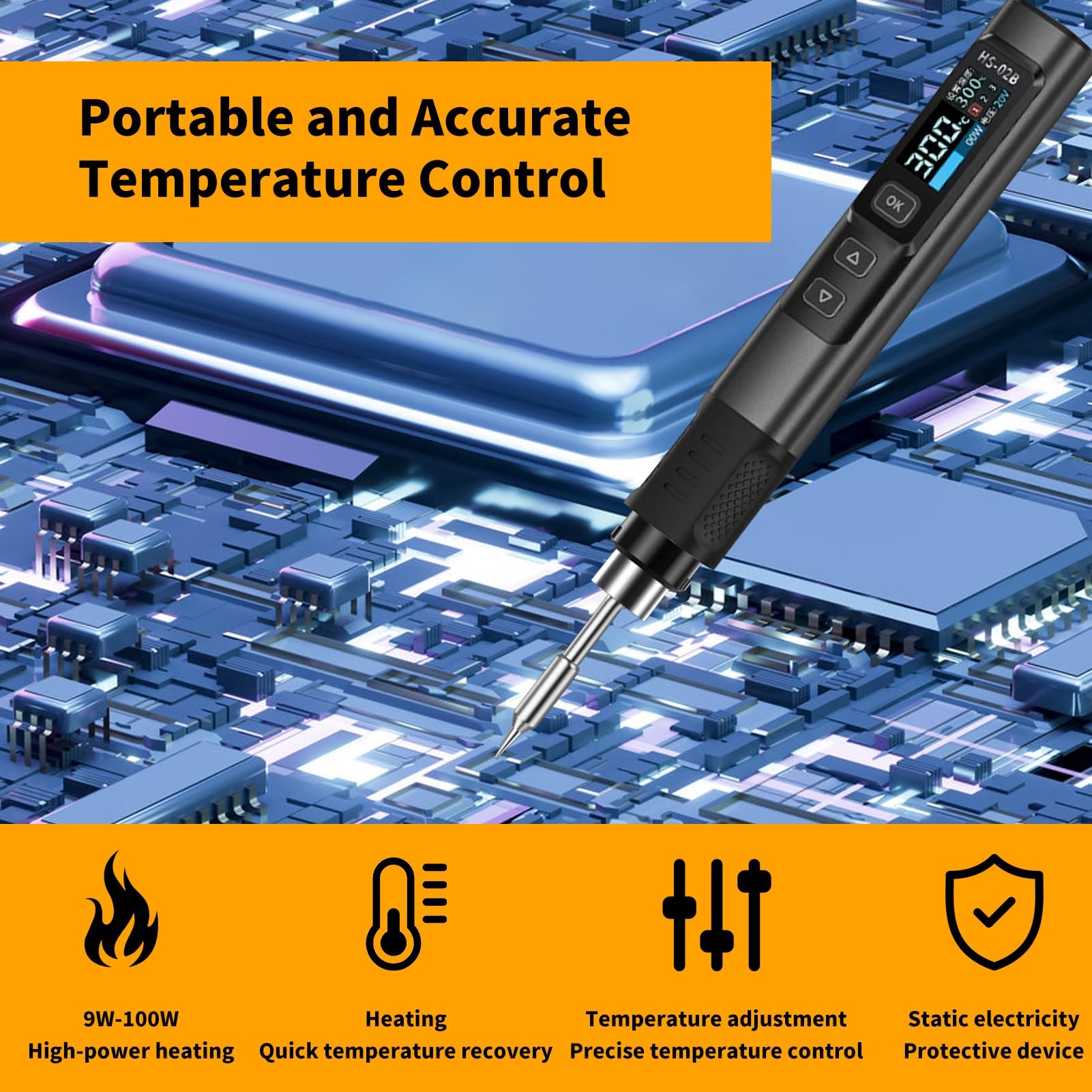 DEWIN Kit de soldador eléctrico de 0,96 pulgadas IPS, portátil e inteligente, for mantenimiento del hogar