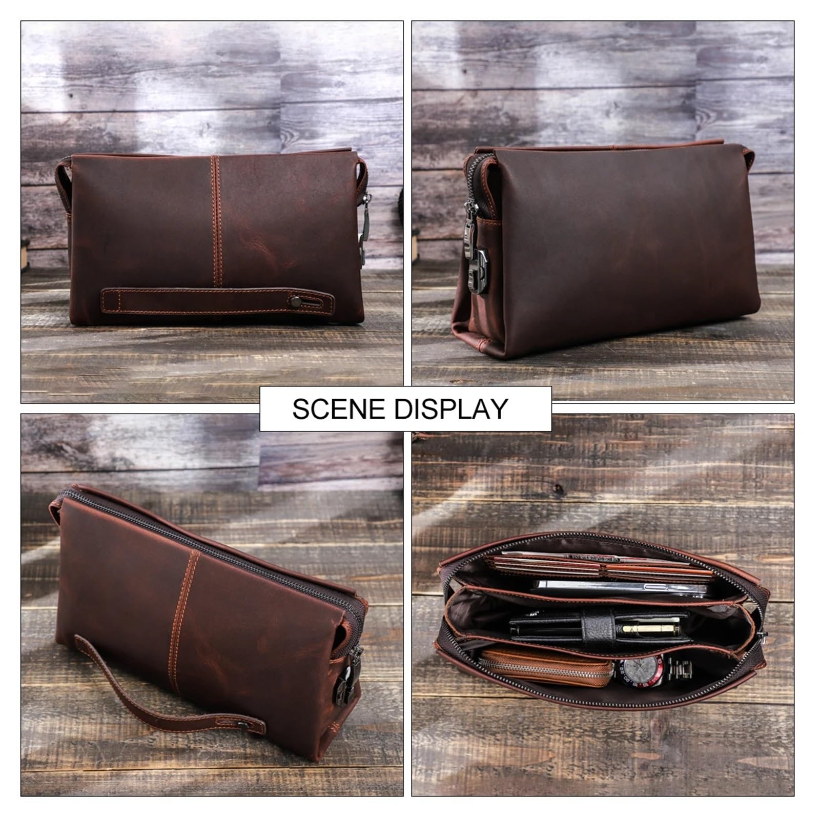 Pochette in pelle for uomo Portafoglio con password Design Borsa da uomo