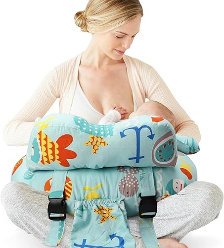 RELY+ Juego de almohadas de lactancia de 3 piezas  Soporte ajustable, funda 100% algodón, práctico bolsillo para alimentación, acurrucarse y todo lo