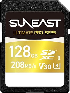 SUNEAST Ultimate Pro 128GB SDXC UHS-I Memory Card Up to 208MB/s Read, 170MB/s Write, V30, U3, C10, High Speed SD Card for 4K UHD Video, DSLR and Camera