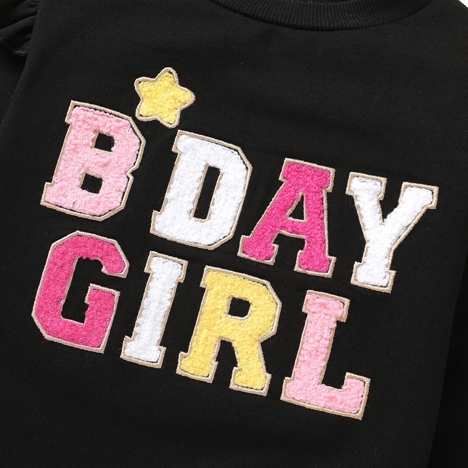 Toddler Birthday Girl Outfit Long Sleeve Ruffle Sweatshirt Tutu Skirt Set Fall Winter Dress - Image 4