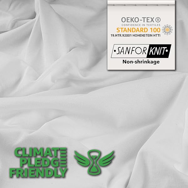 STUDIO Drap-Housse 160x200cm – Jersey 100 % Coton Peigné – Blanc – Certifié Oeko-TEX – Infroissable, Extensible – pour Matelas 15–25 cm - 2