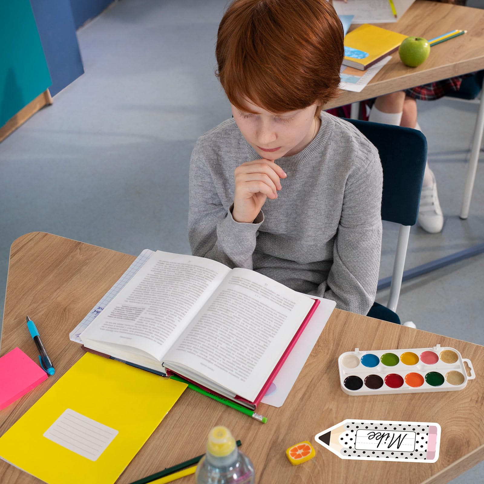 JarThenaAMCS 250 Stück Bleistift-Namensschild-Aufkleber für den Schulanfang, Namensschild-Aufkleber, Klassenzimmer, Pinnwand, Aufkleber für Studenten, Schreibtisch, Wand, Nachrichtenbrett