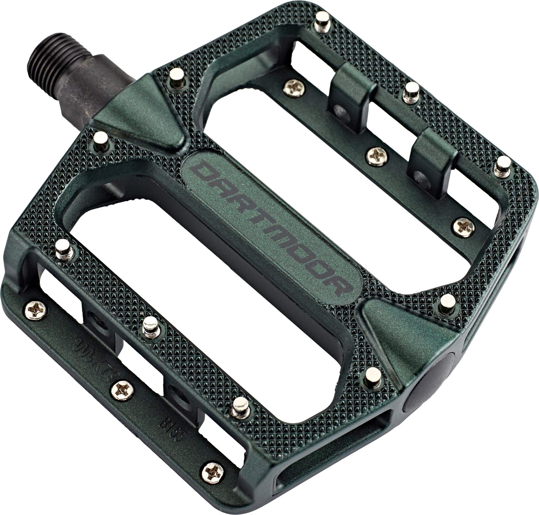 DARTMOOR Stream - Pedales Planos de Aluminio para Bicicleta de montaña, Unisex, Color Verde, 90 x 95 mm