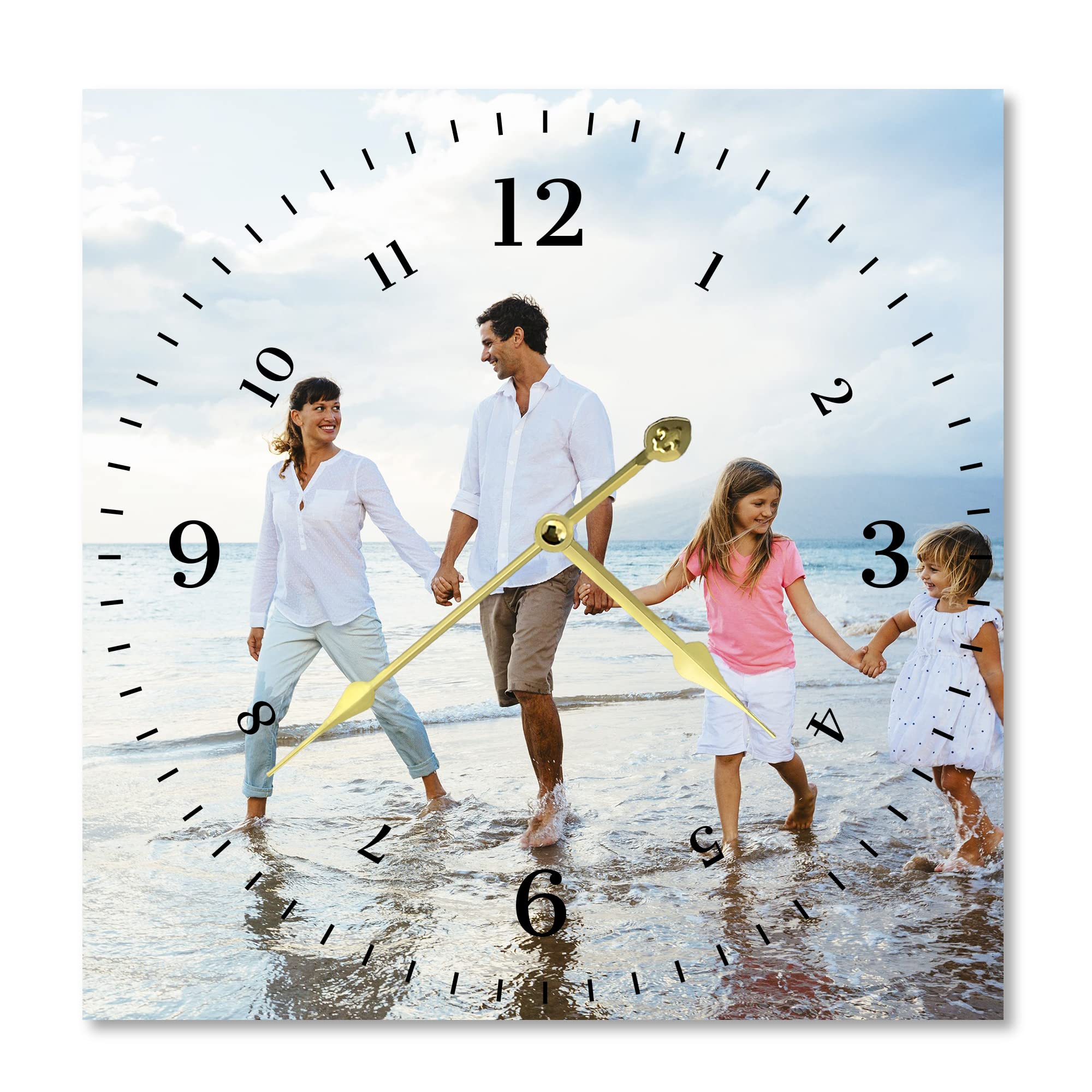 S&H&OU Custom Wall Clock,Photo Wall Clocks for Living Room Decor with Photo,Kids Silent Wall Clock,Personalized Photo Wall Hanging Time Clock for Birthday Wedding Valentine'S Day Christmas Photo Gift
