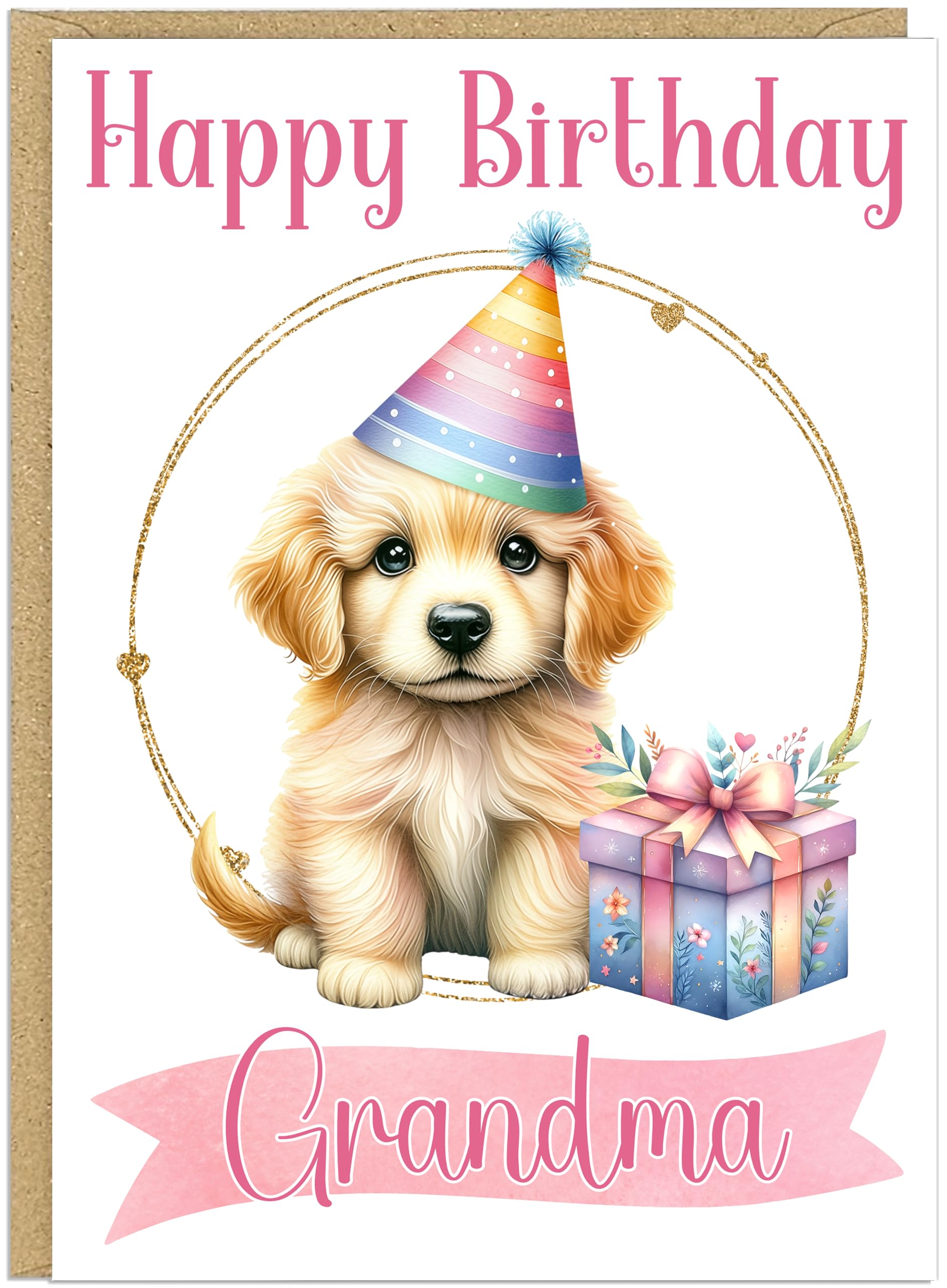 Personalised Happy Birthday Doggy Card For Her - Custom Own Family Friend Name Cute Puppy Dog Breed Design - Dog Lover Birthday Greeting Cards for Mum Grandma Nanna Friend (Golden Retriever)