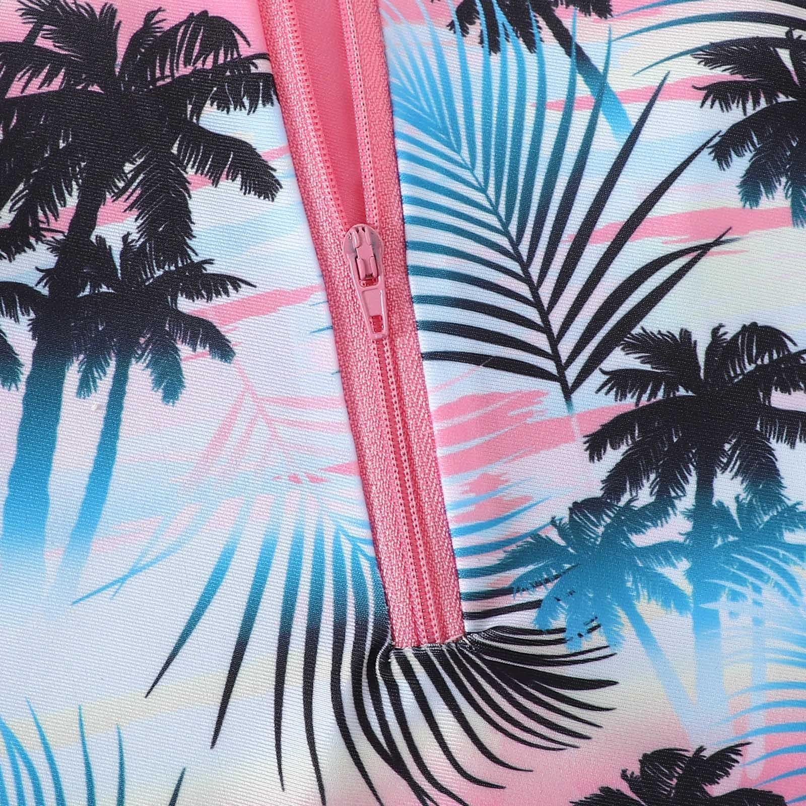 Generisch Bañador para niña con mangas largas, diseño tropical, protector solar, traje de baño para niños pequeños y niños