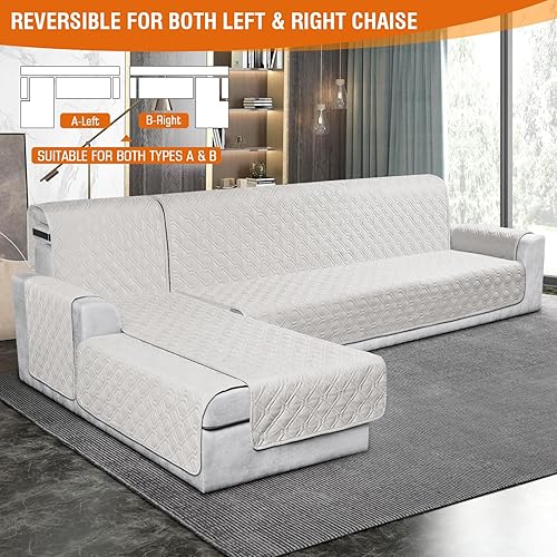 Miniatura 2 de Fundas de sofá modular, 100% impermeables, en forma de L, 3 piezas, reversibles, para sofá seccional, muebles, funda protectora para mascotas,
