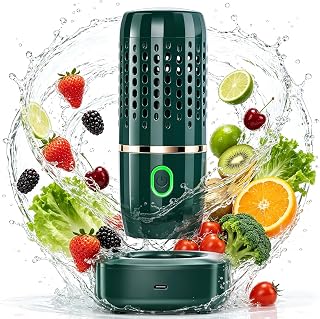 Wireless Produce Cleaner Device for Washing Veggie fruit Grains Rice | Portable Fruit and Vegetable Cleaner Machine with OH-Ion Technology, 10-Minute Cleaning for Kitchen, Camping & Outdoor