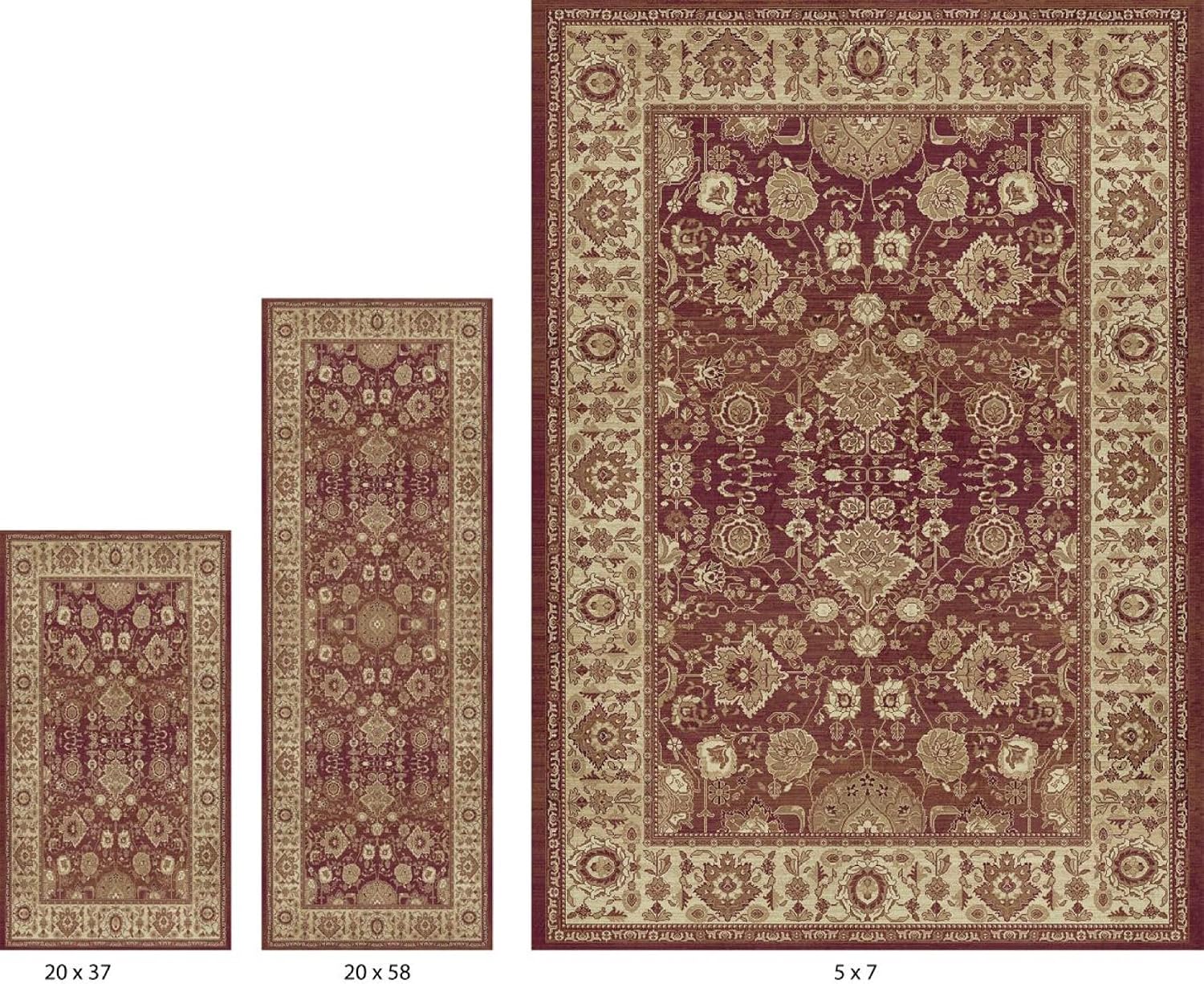BrylaneHome 3 Piece Paris Washable Rug Set - Multi