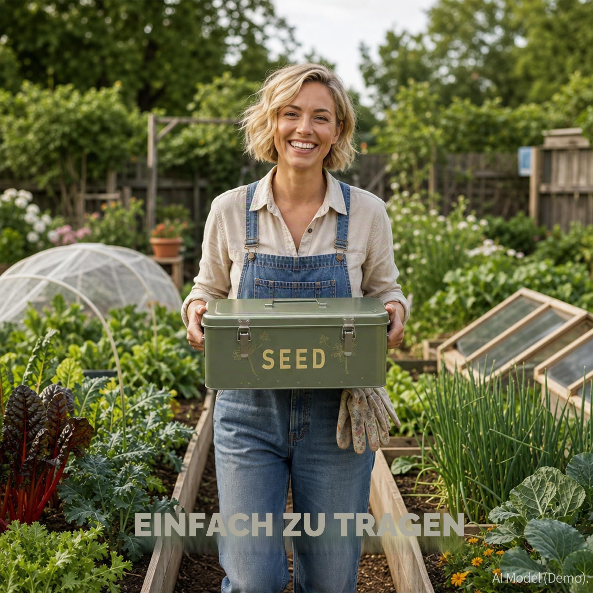 Orionstar Metall-Samenaufbewahrungs-Organizer-Set mit 30 Flaschen & Umschlägen, 4-Fach-Verriegelungsbox für Gartenbau, Aufbewahrung von Erbstück-Blumen und Gemüse, Vintage Dunkelgrün, Gärtner-Geschenk