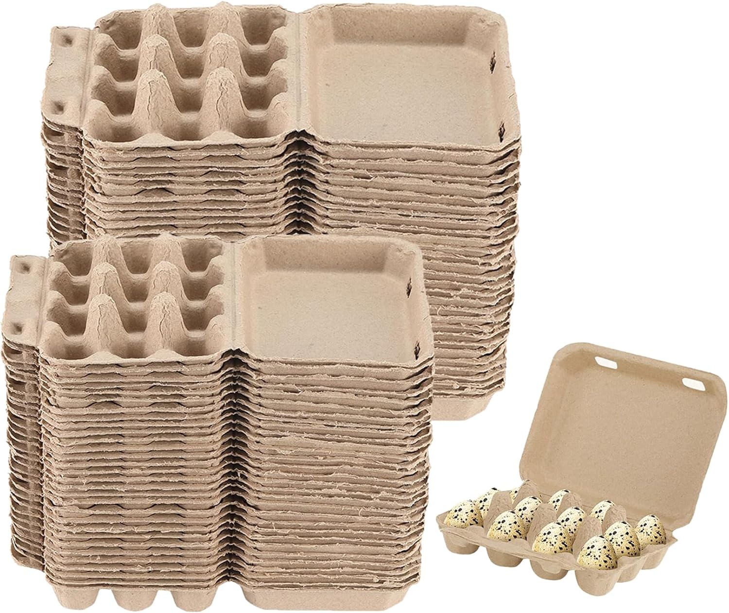 100PCS Quail Egg Cartons 12 Grid Paper Pulp Egg Basket