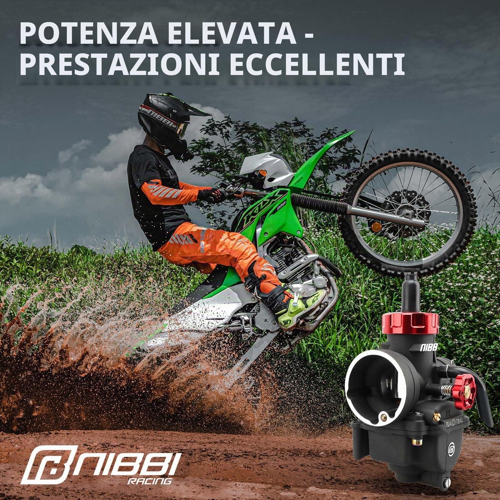 NIBBI Carburatore PE24mm di Ricambio ad Alte Prestazioni Con Getti di Carboidrato per moto da cross e quad fuoristrada per 125CC-150CC