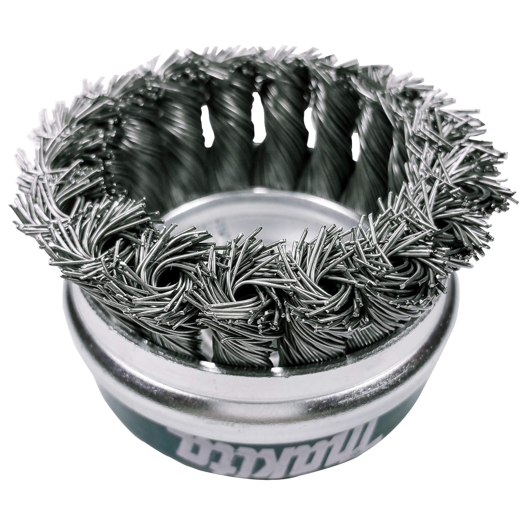 Makita 1 pezzo – Spazzola a tazza annodata per smerigliatrici – ultra resistente condizionata per metallo – 6,3 cm x 5/8 pollici | 11 UNC