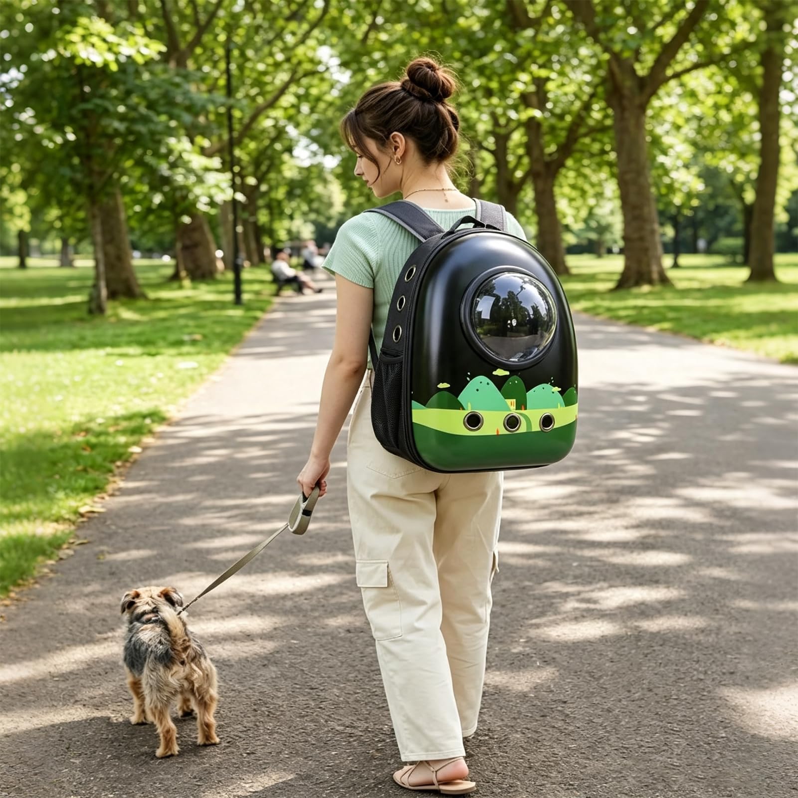 PETCUTE Sac à Dos de Transport pour Chat, Respirant et Bulle Sac à Dos Animal de Compagnie avec Tapis en Laine Lavable,Imperméable Sac à Dos Chat Chien avec Sac de Rangement,Bandoulière Réglable