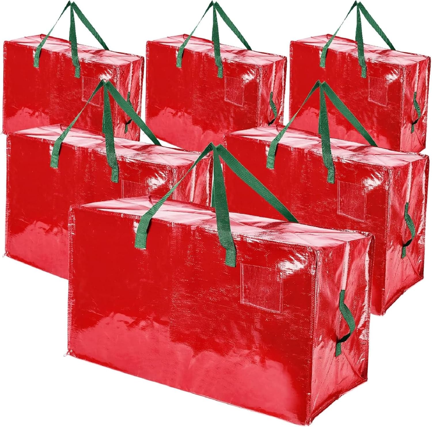 Shappy 6 Pcs Extra Large Storage Bags Jumbo Moving Bags Christmas Ornaments Container Heavy Duty Organizer Storage Bag with Zippers(Red,30 x 16", 24 x 16", 20 x 16")
