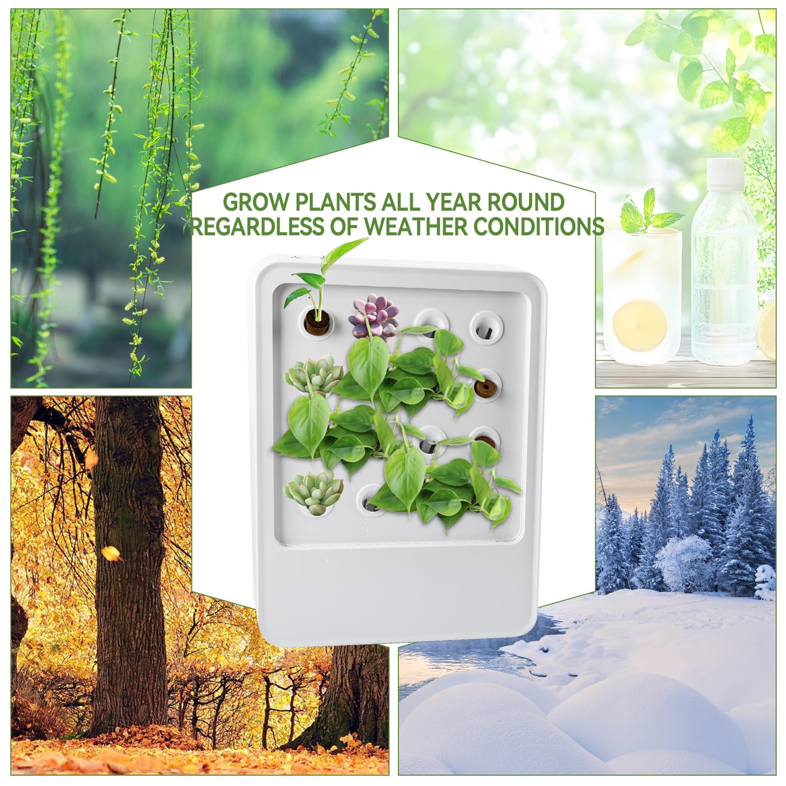 CDIYTOOL Sistema de cultivo hidropónico con luz LED de crecimiento, jardín de hierbas de 16 cápsulas, juego inteligente de germinación de plantas con riego automático, luz ajustable