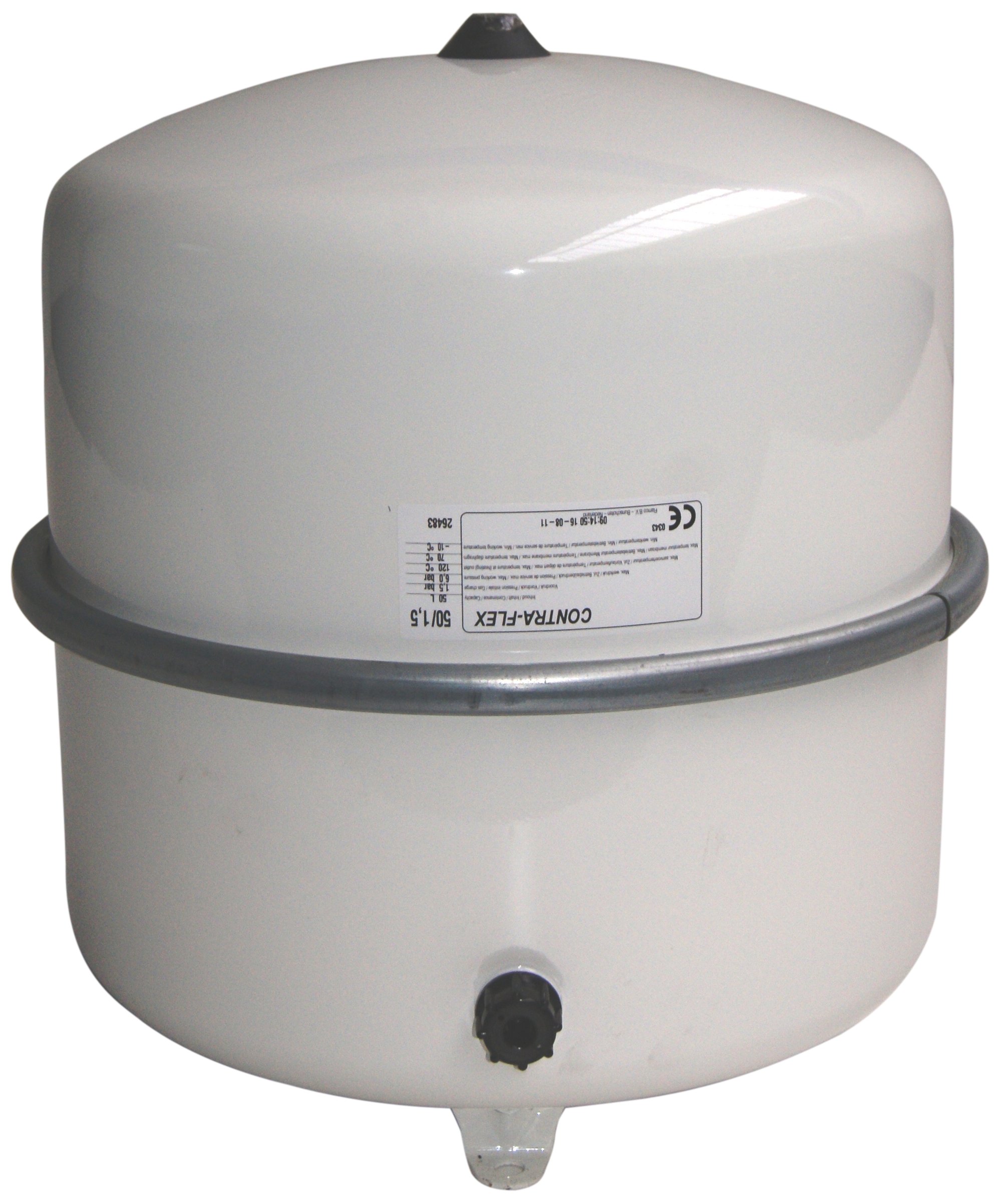 Flamco-Wemefa 26483 Vaso di espansione a pressione con membrana Contra-Flex 50, 1,5 Bar, secondo DIN 4751-2, bianco