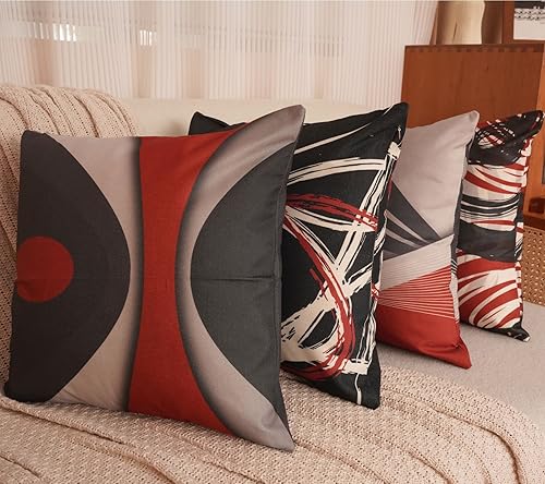 Miniatura 2 de Juego de 4 fundas para cojín decorativo para sofá, 18x18 pulgadas, diseño de campanas, calcetines, árbol de navidad, de lino de algodón, paquete de