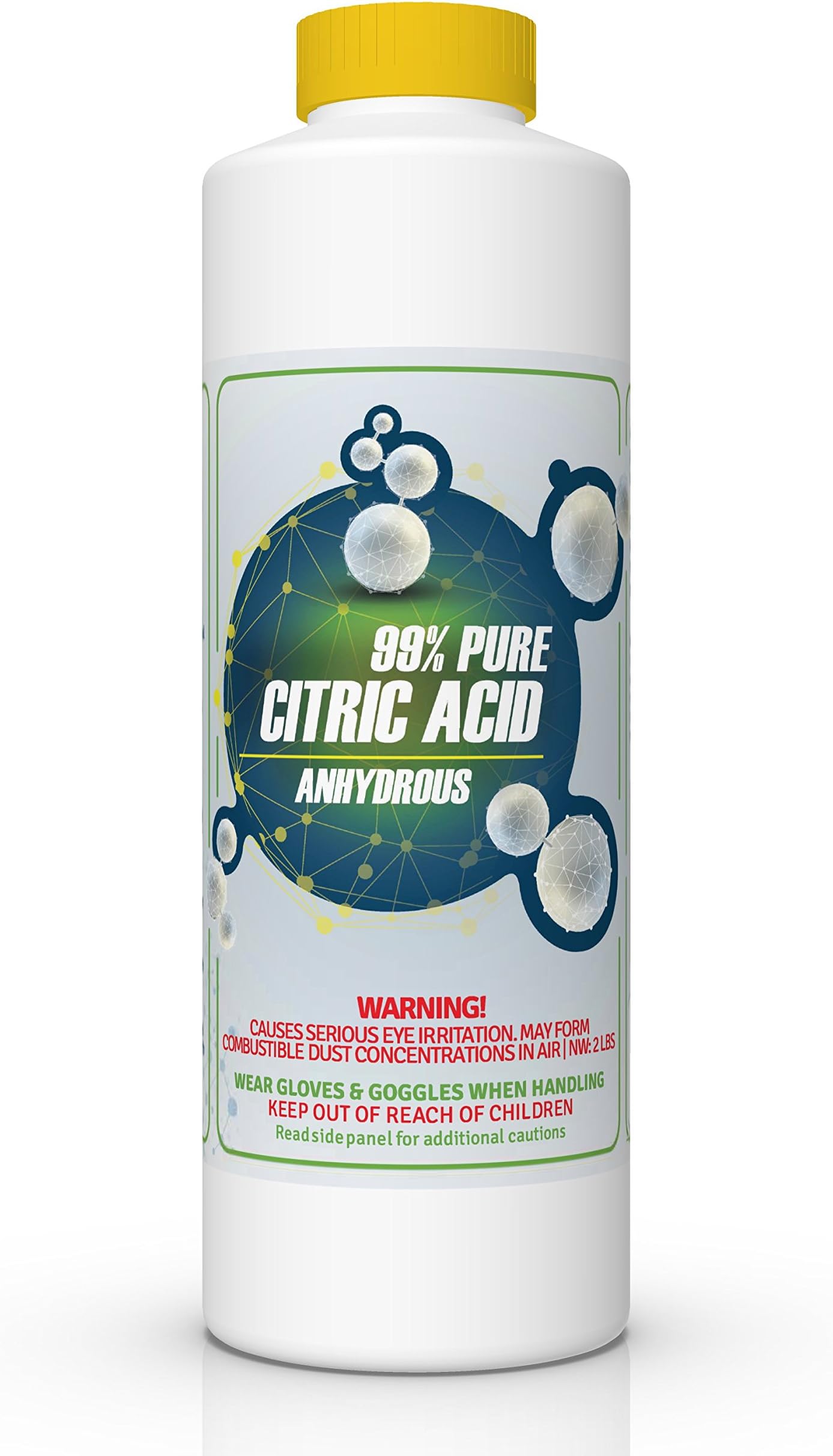99.9% Pure CITRIC ACID Anhydrous (CAS # 77-92-9) - 2 LB Bottle