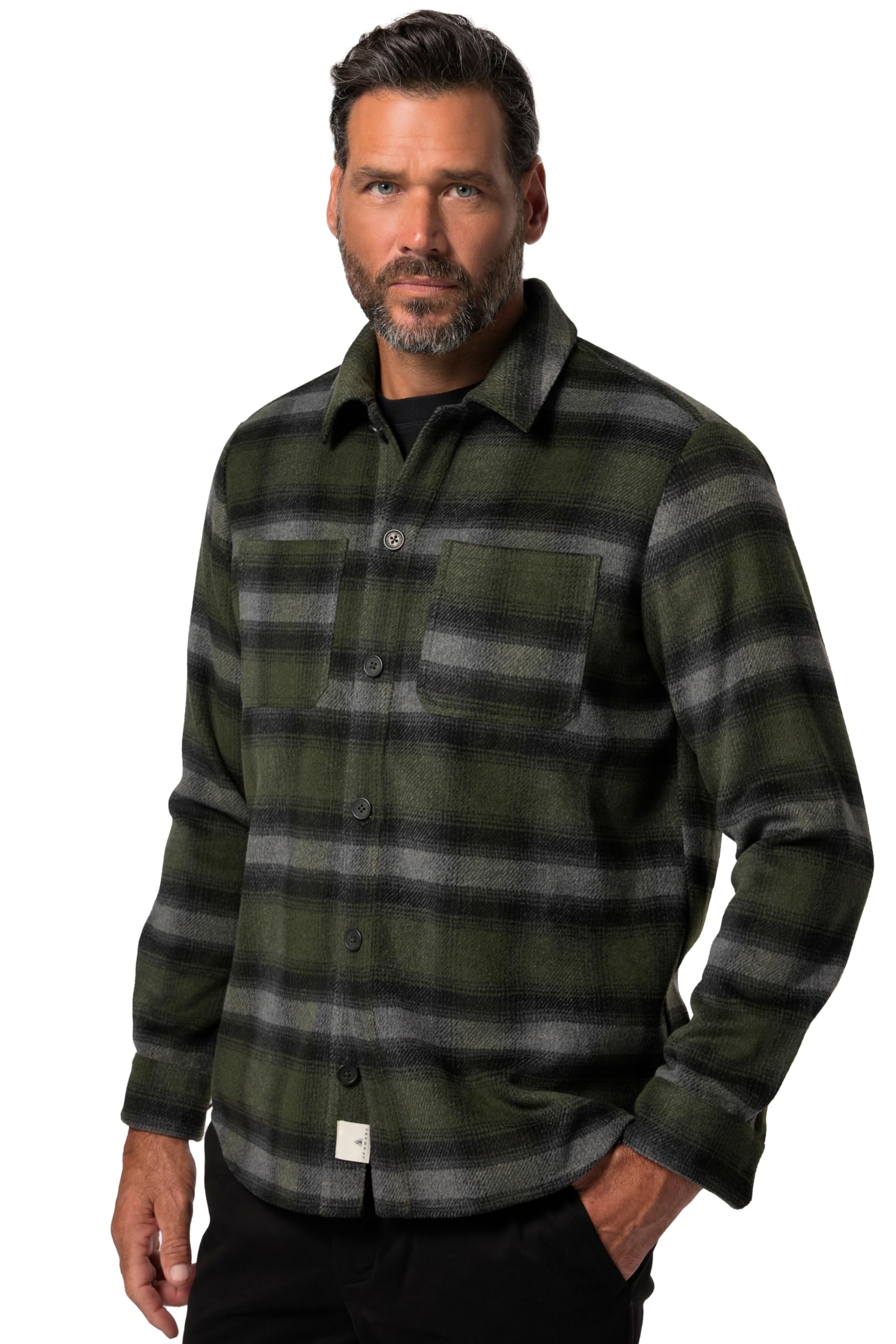JP 1880 Herren große Größen Übergrößen Menswear L-8XL Overshirt, Karoflanell, recycelte Materialien 830967