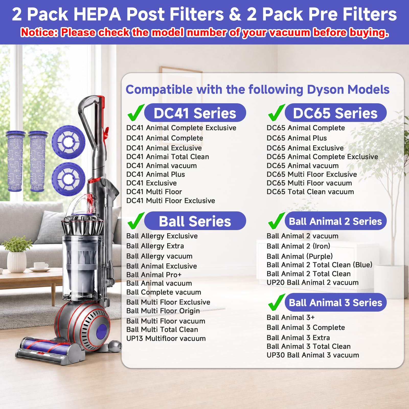 Dyson Ball Filter Replacements - Pet Hair & Dust -4