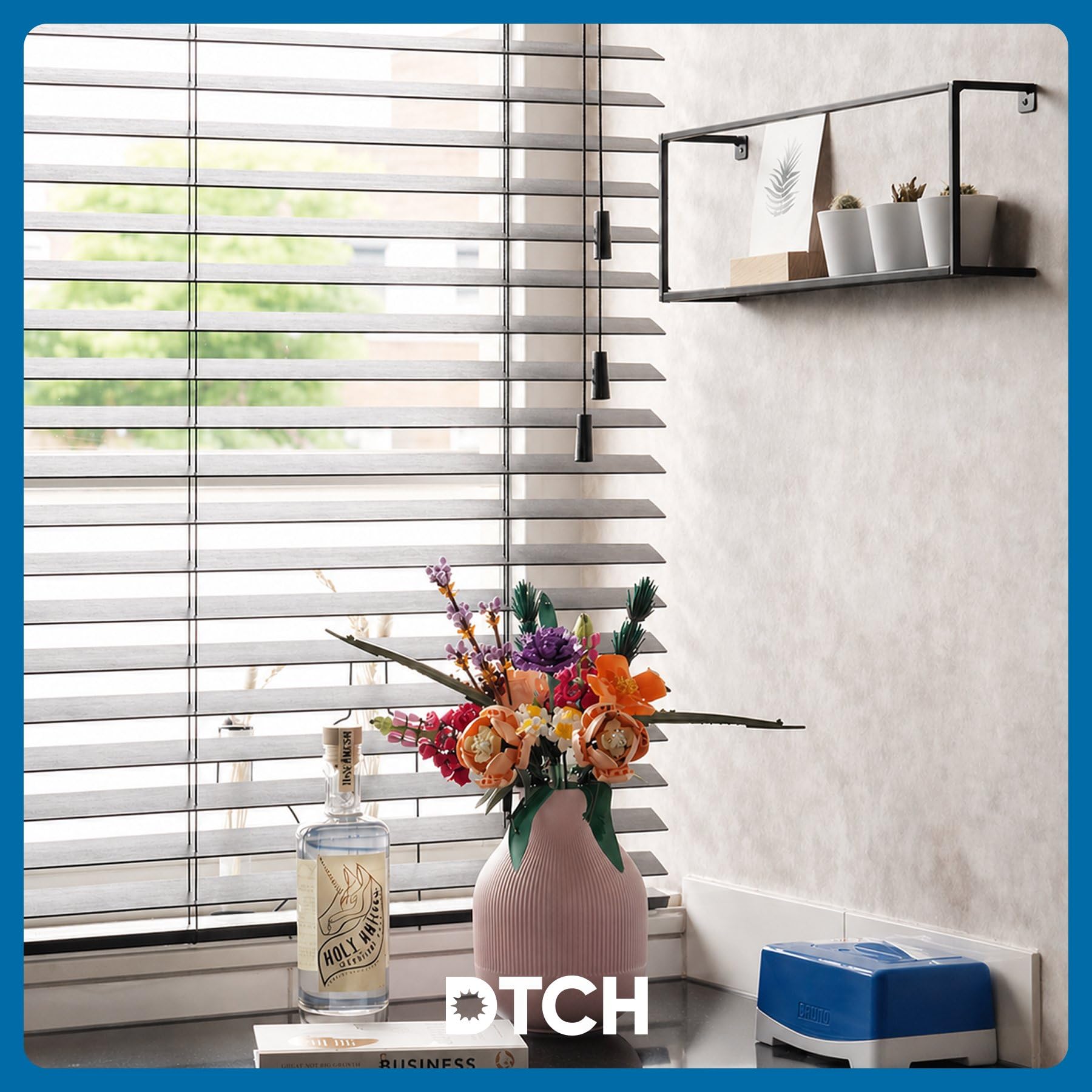 DTCH® Holzjalousie innen, schwarz, 100 x 130 cm | 50mm Lamellen, nachhaltiges Holz, Sicht- und Sonnenschutz, Lichtregulierung, Breiten bis 250 cm, kindersicher