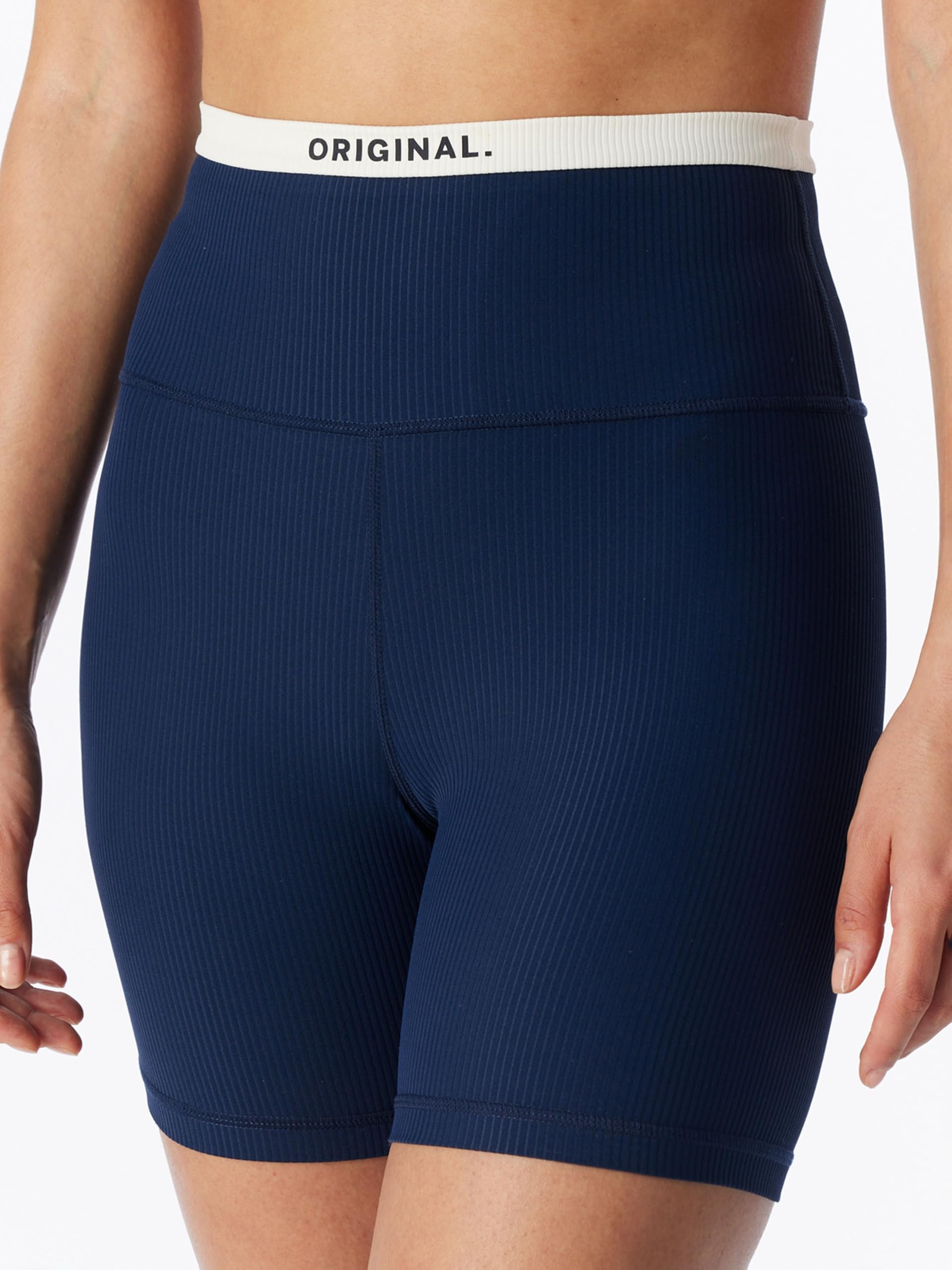 Schiesser Damen Shorts High Waist Biker Doppelripp Active Radlerhose hoher Bund Bikershorts sportliche Rippoptik Original Bund