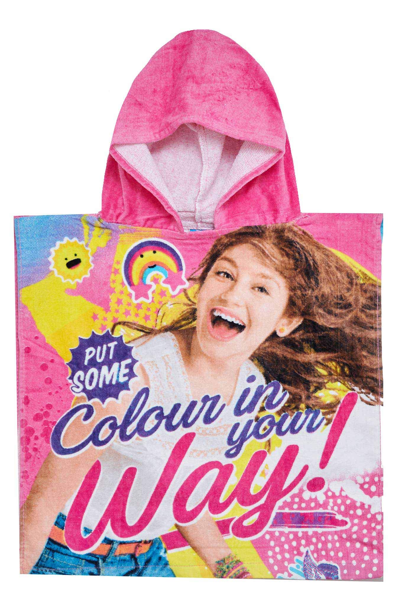 Disney Asciugamano da Bagno per Bambina Poncho Soy Luna Velour con Cappuccio (Rosa)